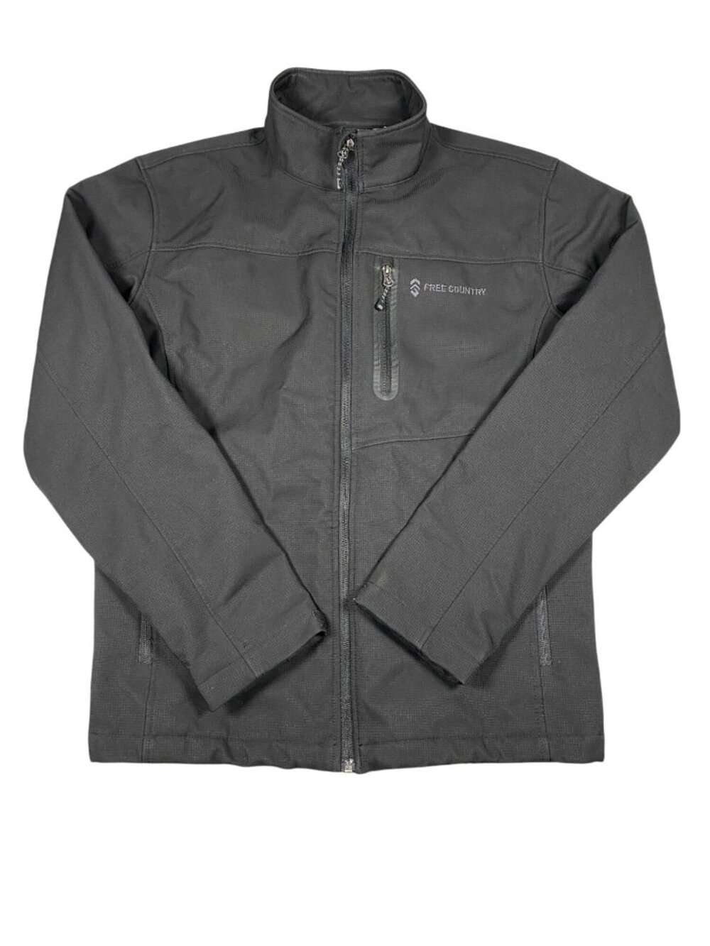 Free Country Mens Black Softshell Jacket M Full Zip Lightweight Pockets